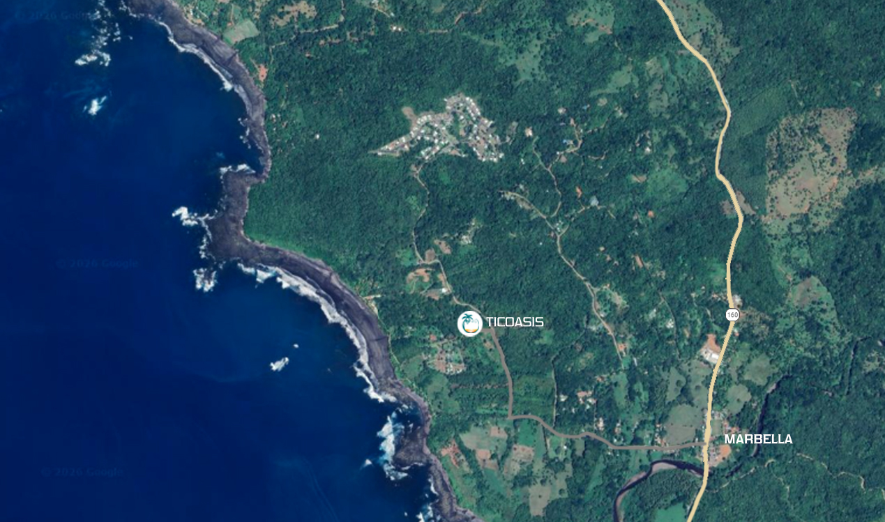 Map showing TICOASIS in Marbella, Guanacaste, Costa Rica