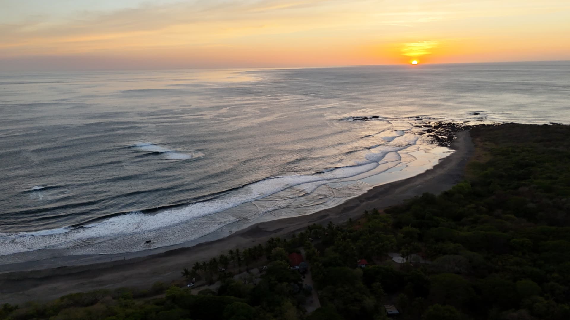 Aerial view of the Marbella coastline at sunset